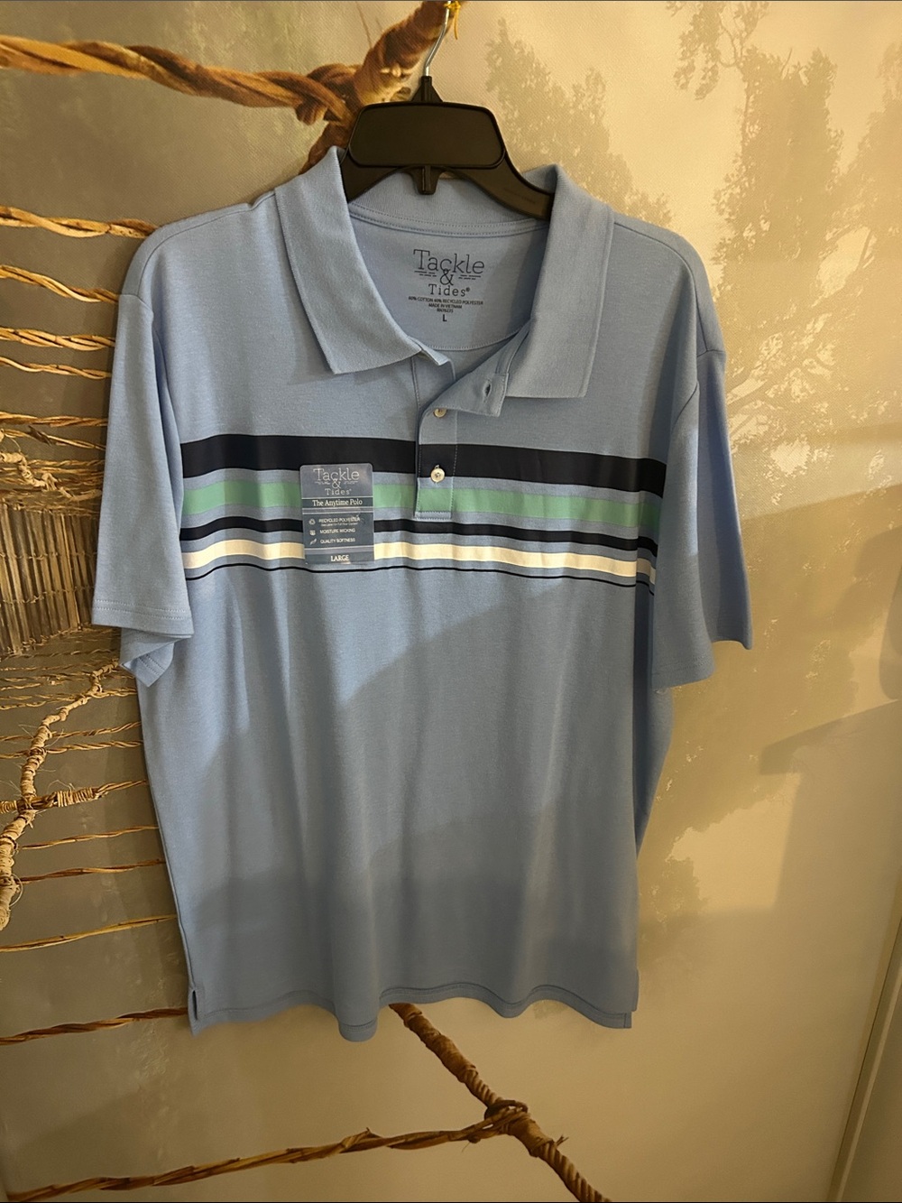 Light Blue Striped Polo Shirt